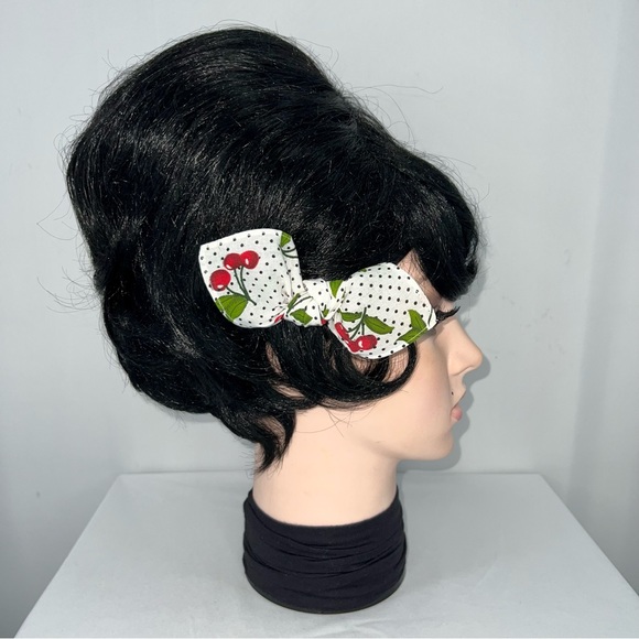Cherries and Polka Dot Retro Bandana Knotted Hair Bow - Picture 4 of 11